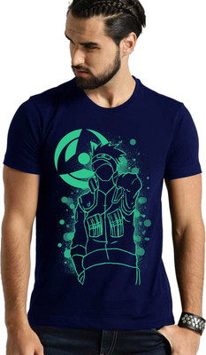 BROTEES Printed Men Round Neck Blue T-Shirt