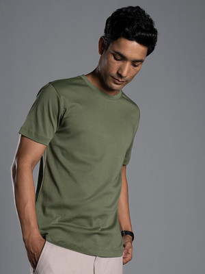RULEDBYSUN Solid Men Round Neck Green T-Shirt