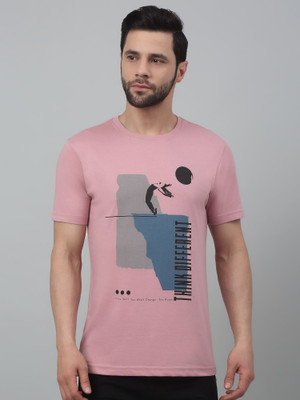 CANTABIL Printed Men Round Neck Pink T-Shirt