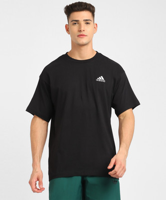 ADIDAS Printed Men Crew Neck Black T-Shirt
