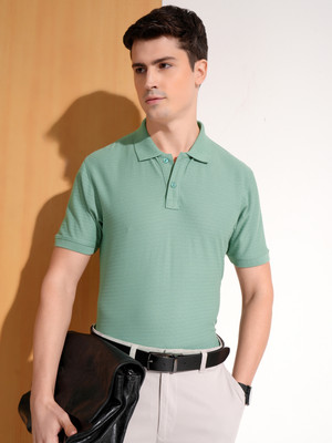 HIGHLANDER Solid Men Polo Neck Green T-Shirt