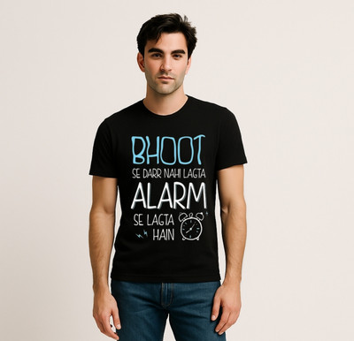 JoyandHappiness Printed Men Round Neck Black T-Shirt