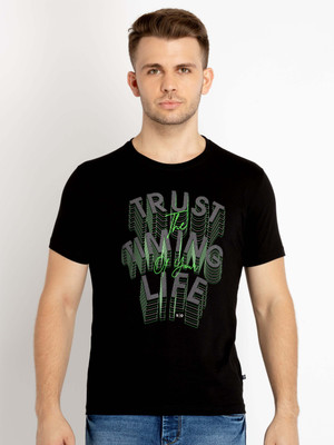 Status Quo Typography Men Round Neck Black T-Shirt
