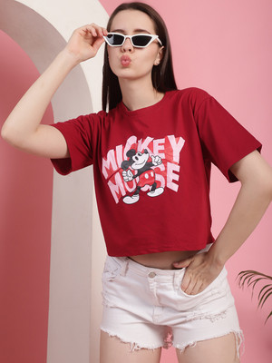 DreamBe Printed Women Round Neck Red T-Shirt