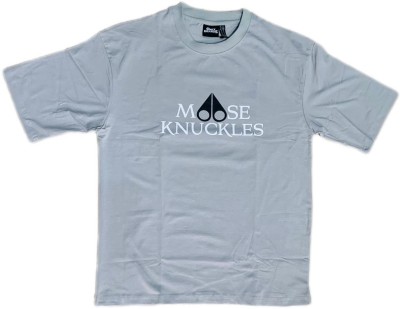 keshvigarments Embroidered Men Round Neck Grey T-Shirt