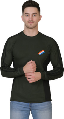 AXOLOTL Solid Men Round Neck Dark Green T-Shirt