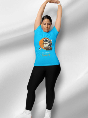 PD CLORI Solid Women Round Neck Blue T-Shirt