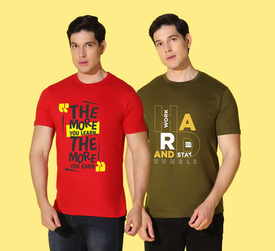 WOOSTRO Printed Men Round Neck Multicolor T-Shirt