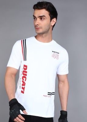 DUCATI Printed Men Round Neck White T-Shirt