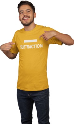 Rushaan Printed, Typography Men Round Neck Yellow T-Shirt