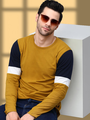 METRONAUT Colorblock Men Round Neck Yellow, Black, White T-Shirt
