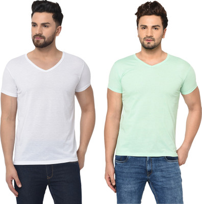 Tresna Trendy Solid Men V Neck Multicolor T-Shirt