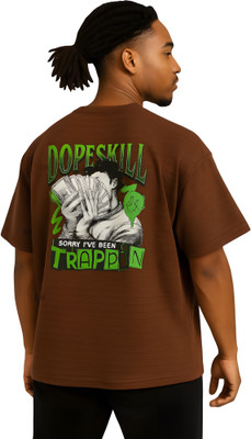RAKOS Graphic Print Men Crew Neck Brown T-Shirt