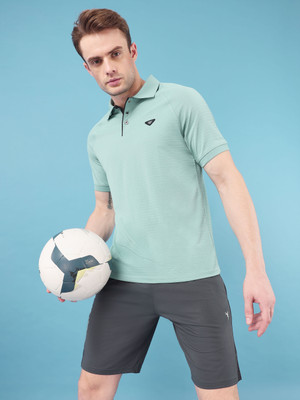 TECHNOSPORT Self Design Men Polo Neck Green T-Shirt