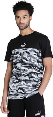 PUMA Military Camouflage Men Crew Neck Black T-Shirt