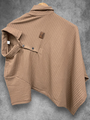 JINIK Self Design Men Polo Neck Beige T-Shirt