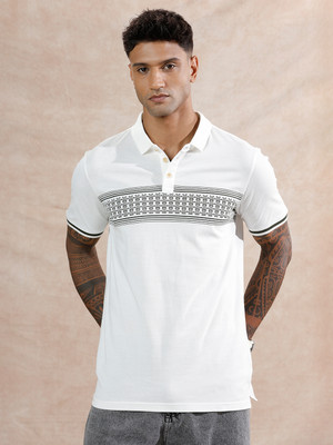WROGN Solid Men Polo Neck White T-Shirt