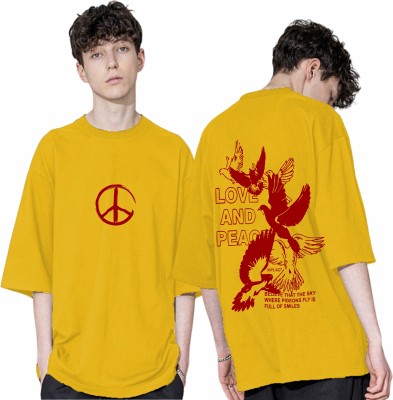 Uniplanet Store Graphic Print Men Round Neck Yellow T-Shirt