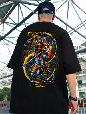BUKKL Printed Men Round Neck Black T-Shirt