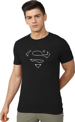 OrrganicChics Superhero Men Round Neck Black T-Shirt