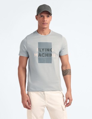 FLYING MACHINE Printed, Typography Men Round Neck Grey T-Shirt