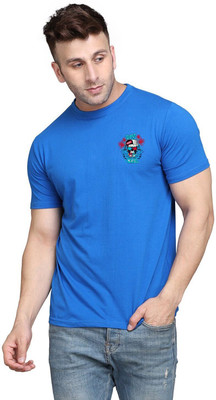 tfurnish Printed Men Round Neck Blue T-Shirt