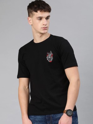 Jack Paris Printed Men Round Neck Black T-Shirt