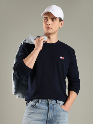 TOMMY HILFIGER Solid Men Round Neck Blue T-Shirt
