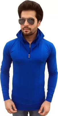 Adorbs Trend Solid Men High Neck White T-Shirt