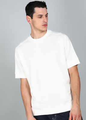 THE BEAR HOUSE Solid Men Round Neck White T-Shirt