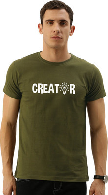 OrrganicChics Printed Men Round Neck Green T-Shirt