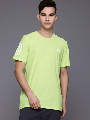 ADIDAS Solid Men Crew Neck Green T-Shirt