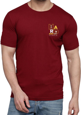 WOOSTRO Typography Men Round Neck Maroon T-Shirt