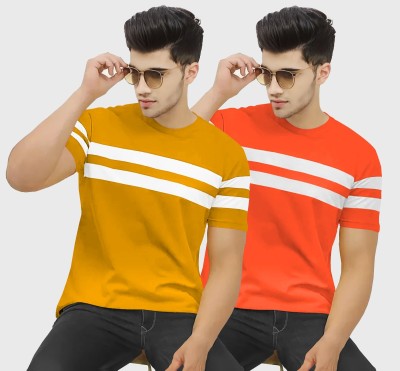 BLIVE Striped Men Round Neck Multicolor T-Shirt