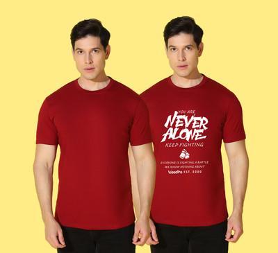 WOOSTRO Printed Men Round Neck Red, White T-Shirt