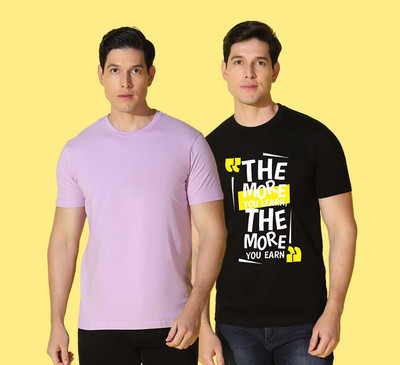 WOOSTRO Printed, Solid Men Round Neck Multicolor T-Shirt
