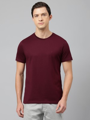 VAN HEUSEN Solid Men Crew Neck Maroon T-Shirt