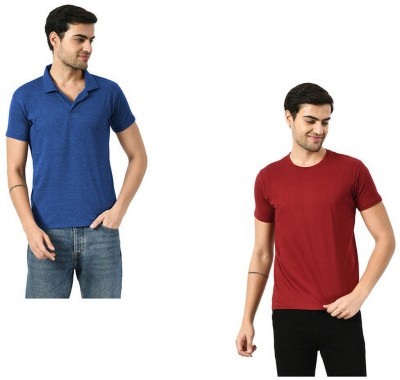 IndiWeaves Solid Men Round Neck Multicolor T-Shirt