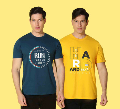 WOOSTRO Printed Men Round Neck Multicolor T-Shirt
