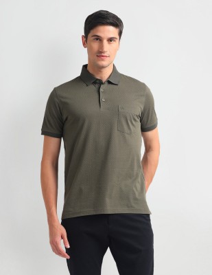 ARROW Printed Men Polo Neck Green T-Shirt