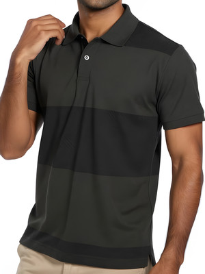 Hushbucks Printed Men Polo Neck Dark Green T-Shirt