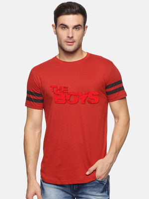 Trends Tower Printed, Typography Men Round Neck Red T-Shirt