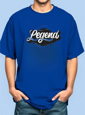 BLOSSOMTRADER Printed Men Round Neck Blue T-Shirt