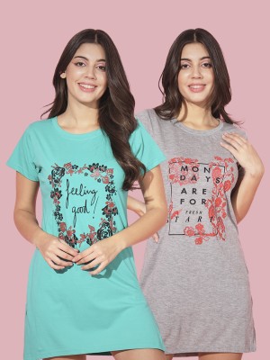 Fit N Fame Women Nightshirts(Multicolor)