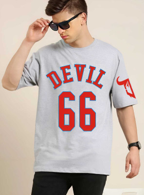 CLOFLIX Printed, Typography Men Round Neck Grey T-Shirt