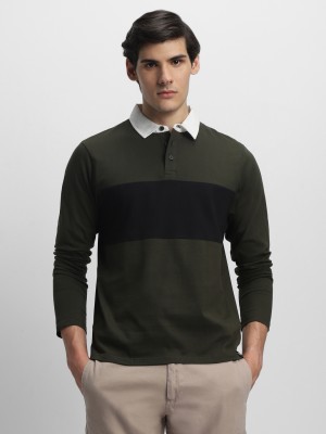 Dennis Lingo Colorblock Men Polo Neck Green T-Shirt