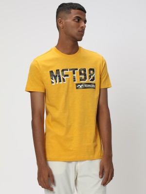 MUFTI Typography Men Round Neck Yellow T-Shirt
