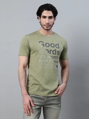 CANTABIL Printed Men Round Neck Green T-Shirt