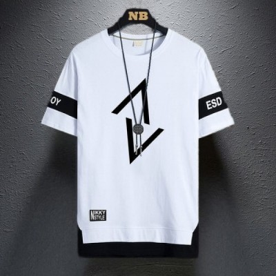 Lieo Trend Printed, Typography Men Round Neck White T-Shirt