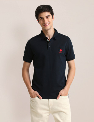 U.S. POLO ASSN. Solid Men Polo Neck Blue T-Shirt